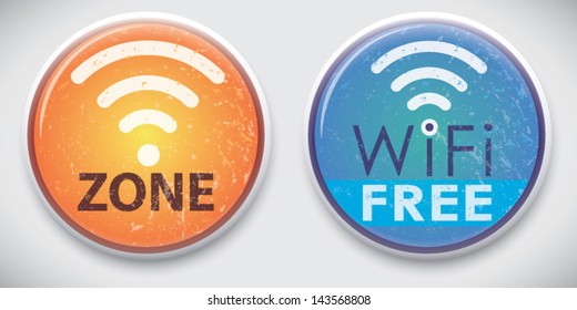 FREE WiFi / WiFi Zone - Vector Pin /Button Badge