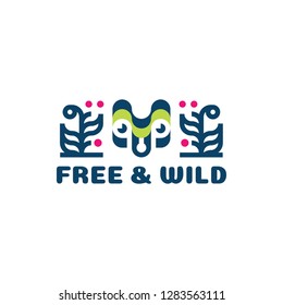 Free and wild. Vector illustration.