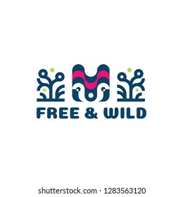 Free and wild. Vector illustration.