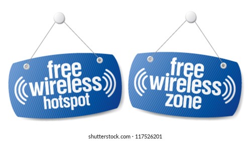 Free wireless zone internet signal signs to the store and bar.