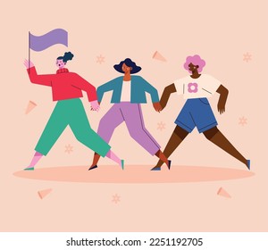 free women with flag characters