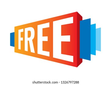 free word buttons perspective concept, vector illustration