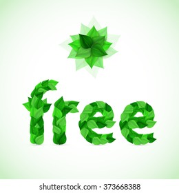 Free word made of green spring leafs. Vector Illustration