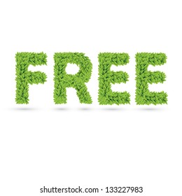 Free Word Made Of Green Vector Leafs