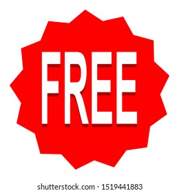 free word sign vector in red star shape isolated on white background