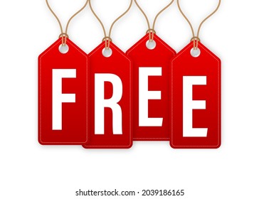 Free wording gift tags. Vector stock illustration.