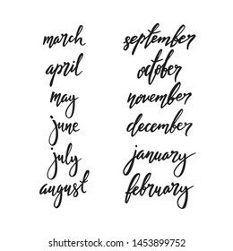Free writing monthes. Calligraphy. Lettering. 