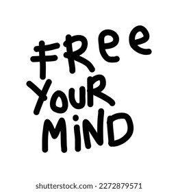 Free Your Mind Typography Patch V58 Patch Streetwear, Urban Design Black and White Colors Patch Commercial Use