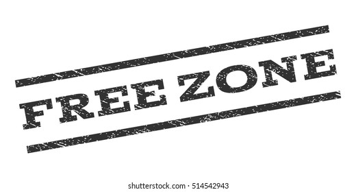 Free Zone watermark stamp. Text tag between parallel lines with grunge design style. Rubber seal stamp with scratched texture. Vector gray color ink imprint on a white background.