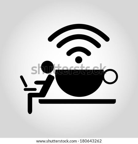 Free Zone Wi-Fi icon in the coffee shop.
