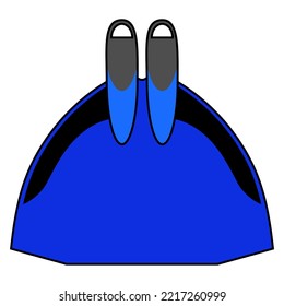 Freediving monofin pictogram vector illustration.