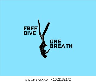 Freediving one breath Logo icon to brand