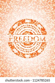 Freedom abstract orange mosaic emblem with background