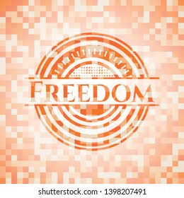 Freedom abstract orange mosaic emblem