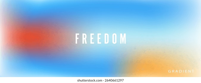Freedom. Abstract summer blue and orange gradient mesh background. Creative concept of summer bright and juicy cards set for wallpaper, banner, card, book illustration, landing page.