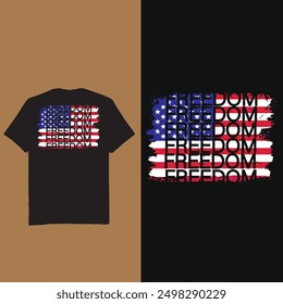 Freedom american flag t shirt design vector