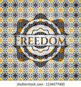 Freedom arabic emblem background. Arabesque decoration.