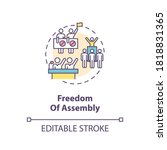 Freedom of assembly concept icon. Peaceful mass protest freedom idea thin line illustration. Freedom of association. Fundamental human right. Vector isolated outline RGB color drawing. Editable stroke