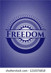 Freedom badge with denim background