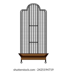 freedom bird cage cartoon. line golden, drawing creative, hope surreal freedom bird cage sign. isolated symbol vector illustration