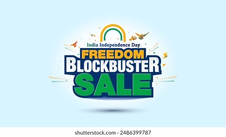 Freedom Blockbuster Sale and shopping concept for India independence Day. Vector poster banner and greeting.