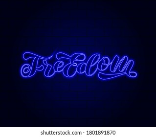 Freedom brush lettering. Vector stock illustration for card