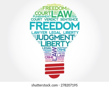 Freedom bulb word cloud concept
