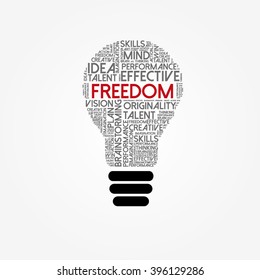 Freedom bulb word cloud, education concept