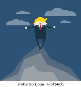 Freedom businessman over business money problem, passive income concept, flat design