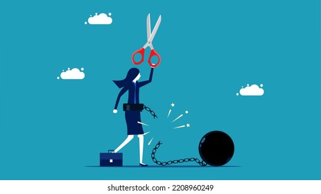 Freedom. Businesswomen are freed in chains. business concept vector