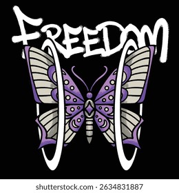 freedom butterfly Urban Streetwear t shirt design
