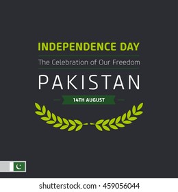Freedom celebration Creative pakistani day label. 14th August Pakistan Independence Day vector background