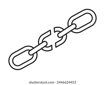 freedom with chain break free single isolated icon with outline style, torn chain. The concept of failure