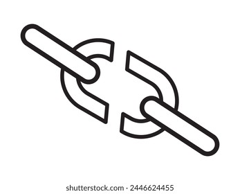 freedom with chain break free single isolated icon with outline style, torn chain. The concept of failure