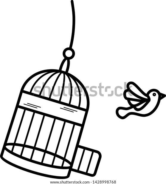 Freedom Concept Cage Bird Icon Outline Stock Vector (Royalty Free