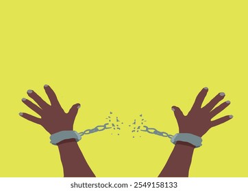 Freedom concept, Man Breaks Chains Gains Freedom, Slavery,