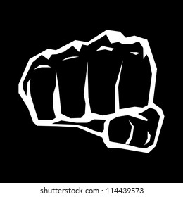 freedom concept. vector fist icon. fist silhouette on black.