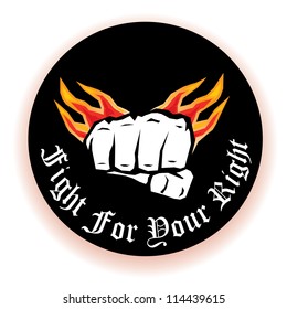 freedom concept. vector fist icon. fist silhouette with fire wings.