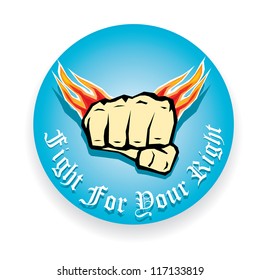freedom concept. vector fist icon. fist silhouette with fire wings.