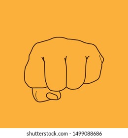 freedom concept. vector fist icon. fist silhouette on orange background