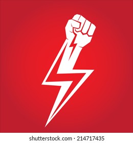 freedom concept. vector fist icon on red.