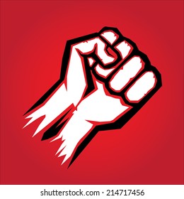 freedom concept. vector fist icon on red.
