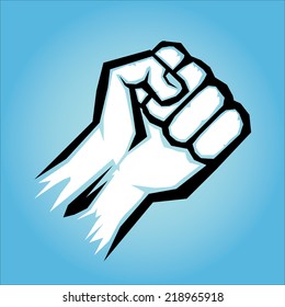 freedom concept. vector fist icon on red.