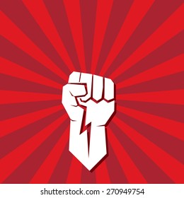 freedom concept. vector fist icon on red.