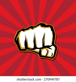 freedom concept. vector fist icon on red.