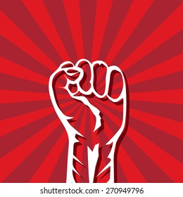 freedom concept. vector fist icon on red.