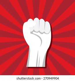 freedom concept. vector fist icon on red.