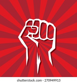 freedom concept. vector fist icon on red.