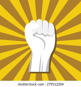 freedom concept. vector fist icon on rays background