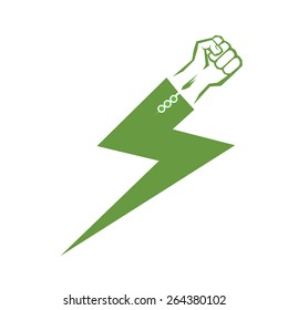 freedom concept. vector green fist icon on white. 